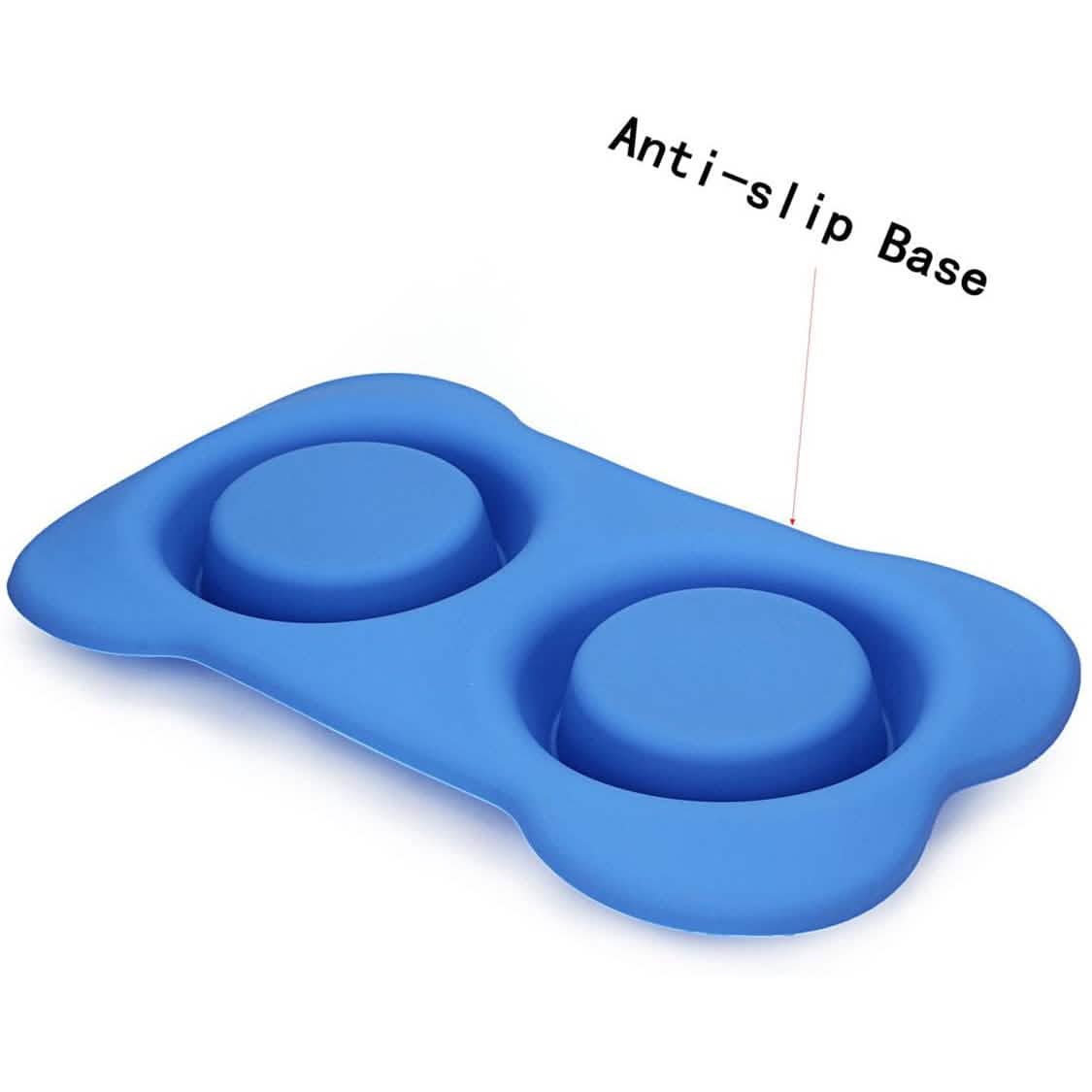 Hubulk 2 Stainless Steel Dog Bowl with No Spill Non-Skid Silicone Mat