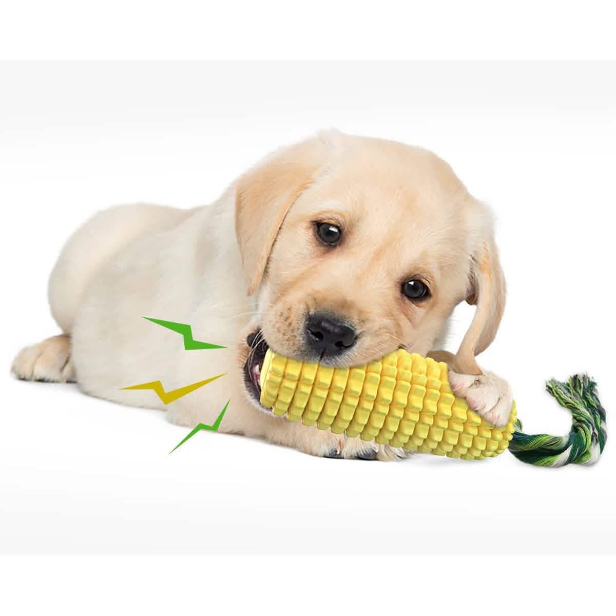 Indestructible Tough Durable Chew Corn Squeaker Interactive Dog Toys